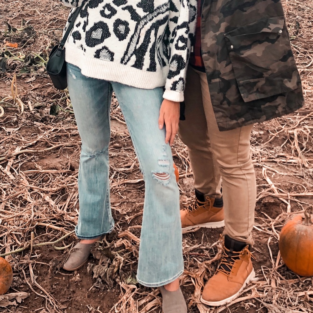 Light wash flare jeans